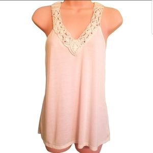 American Eagle White Sleeveless Fringe Racerback Top